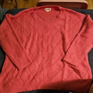 Adora Coral Knit V-Neck Sweater